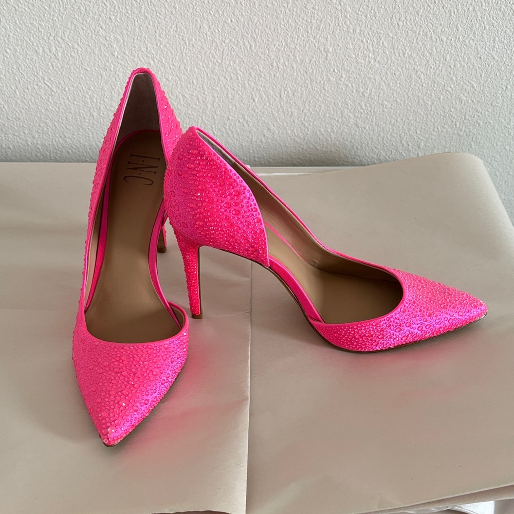 INC International Concepts Sparkly Hot Pink Heels